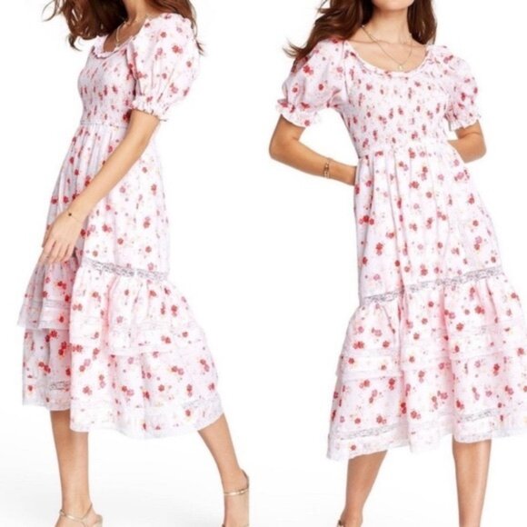 LoveShackFancy for Target Cosette Midi Dress XL Ruffles NWT Smocked Cottagecore - Picture 1 of 15
